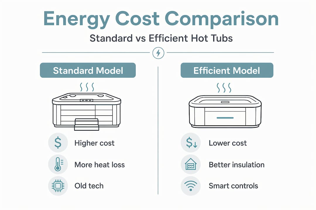 Energy Efficiency in Hot Tubs: Cut Costs Now 2 infographic comparing hot tub energy costs