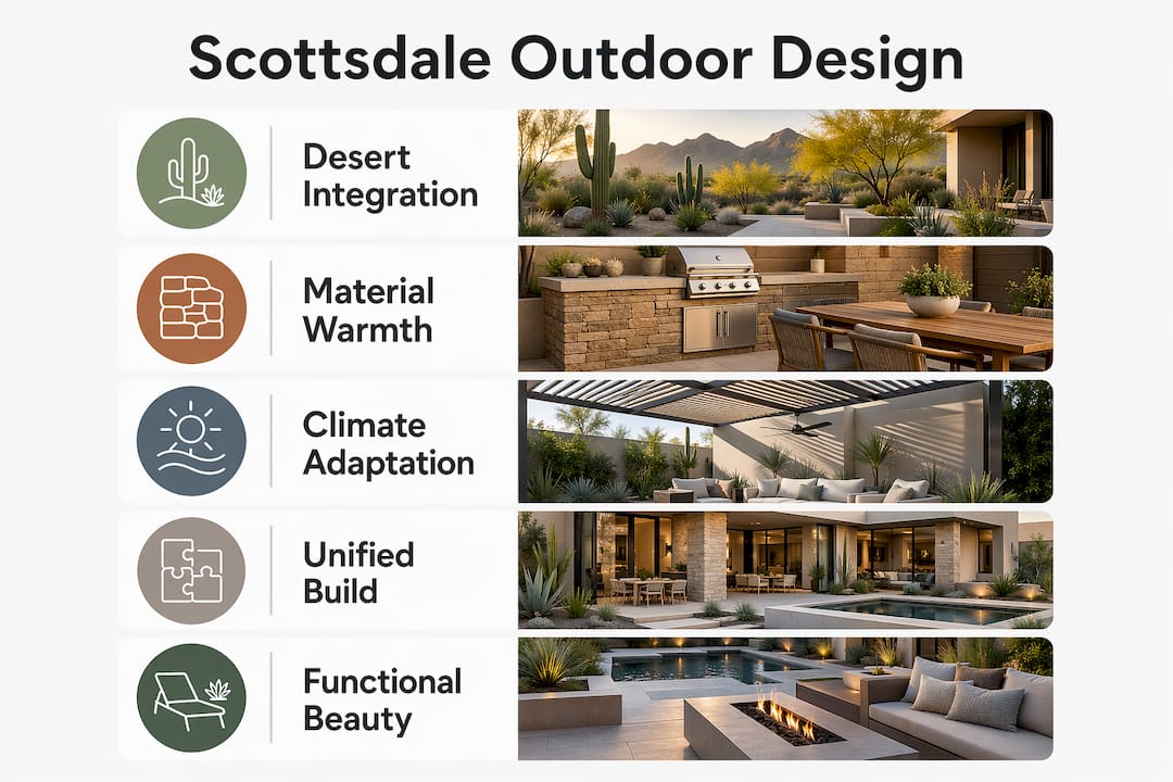 Infographic highlighting Scottsdale luxury outdoor design principles