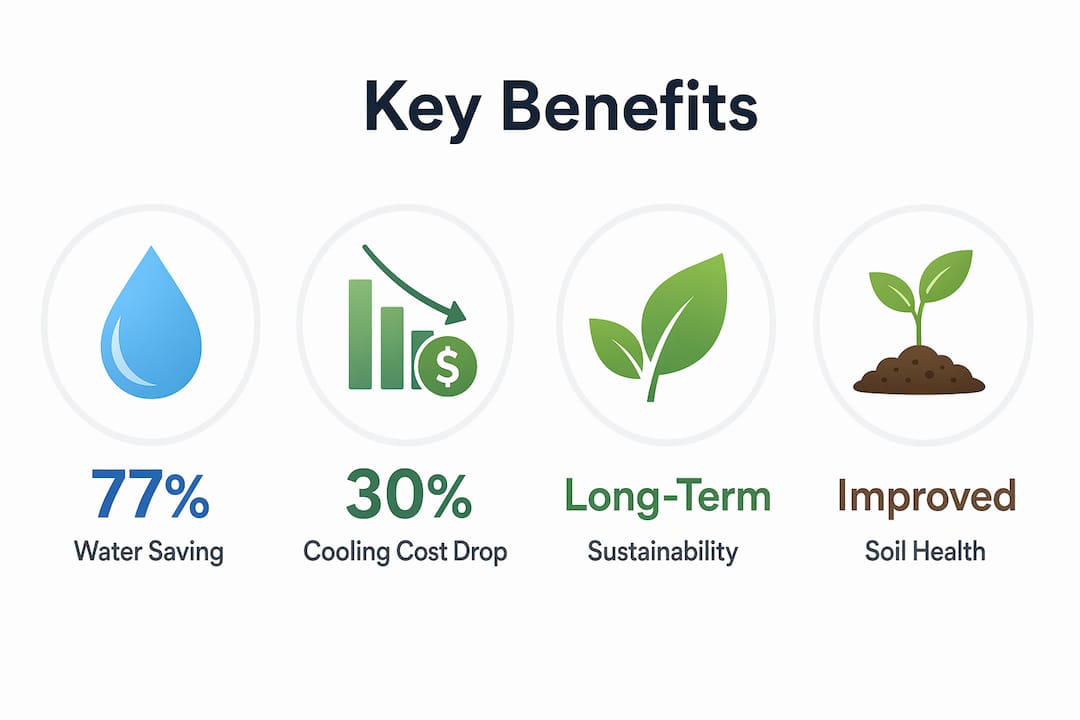 Infographic showing key benefits of climate-adapted landscaping