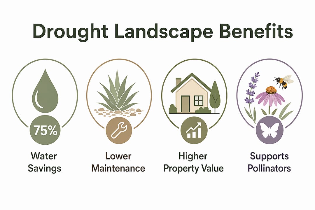 Infographic highlighting drought landscape benefits