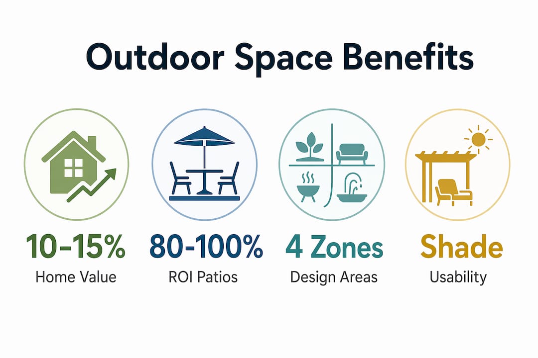 Infographic showing key stats about functional outdoor living spaces