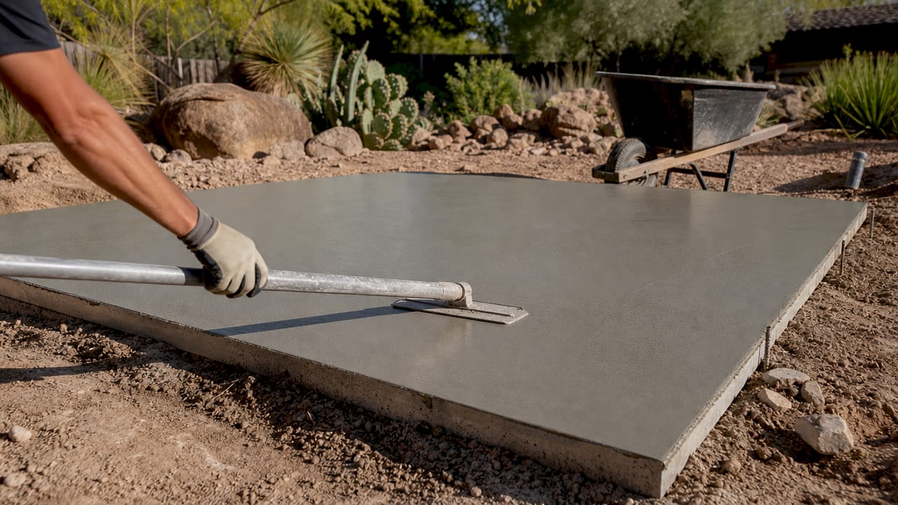 Concrete slab foundation with caliche soil in Arizona