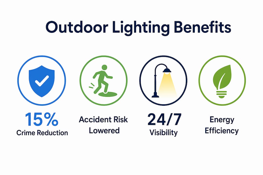 Infographic showing outdoor lighting safety and efficiency stats