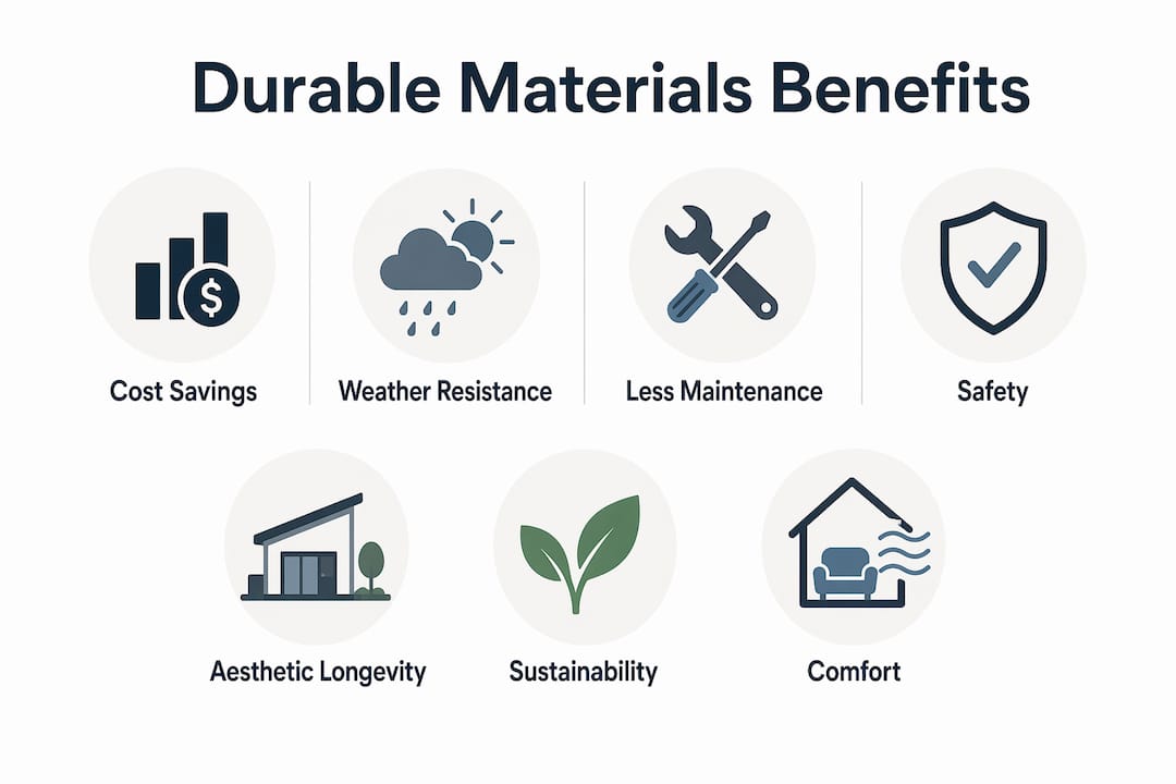 Infographic showing key benefits of durable outdoor materials