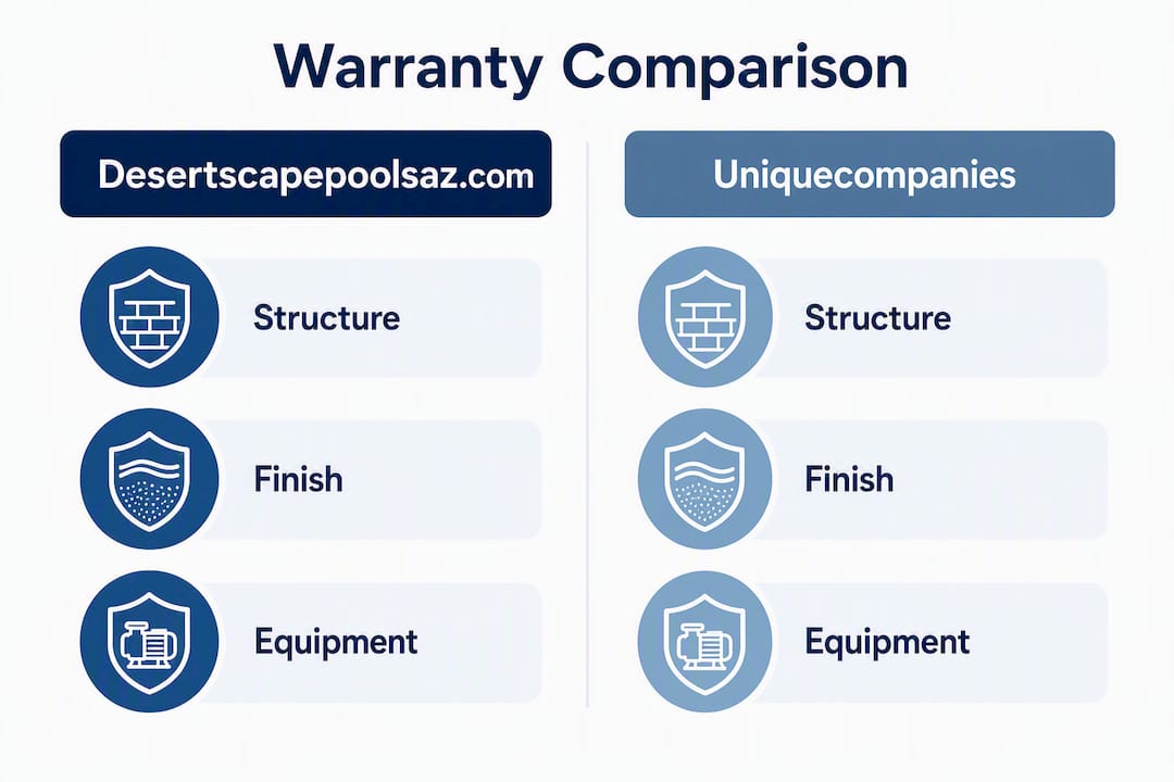 Infographic comparing pool contractor warranties