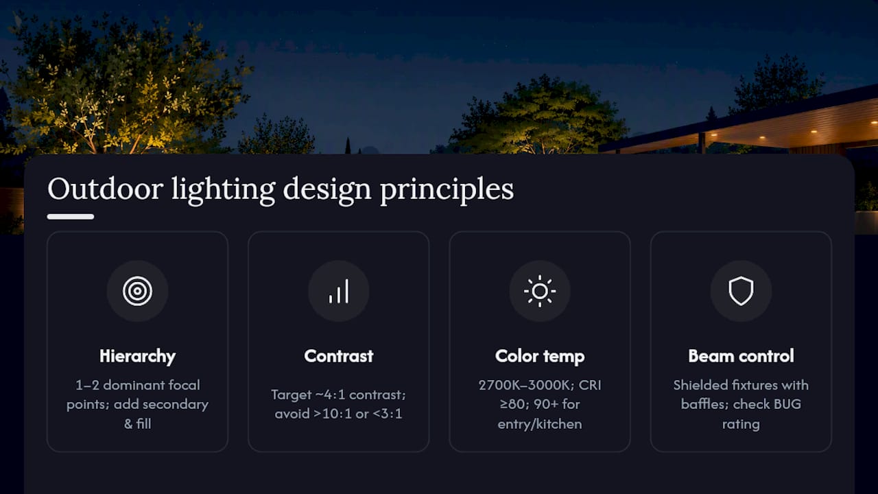 Diagram of lighting layering and contrast ratio principles