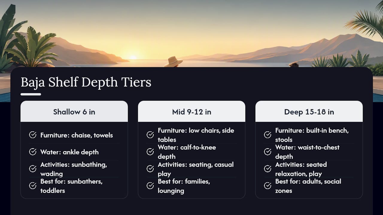 Diagram comparing Baja shelf depth tiers and uses
