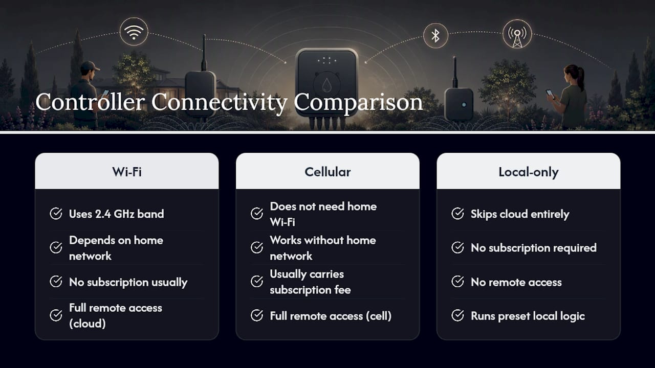 Connectivity options of smart irrigation controllers