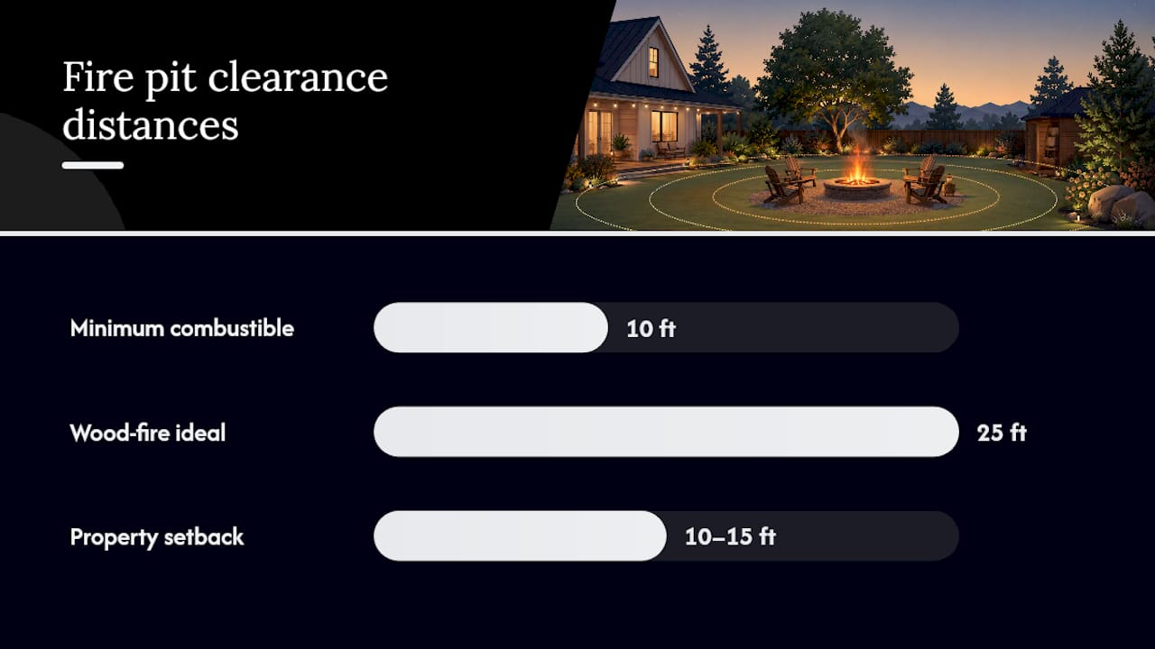 Fire pit clearance distances diagram
