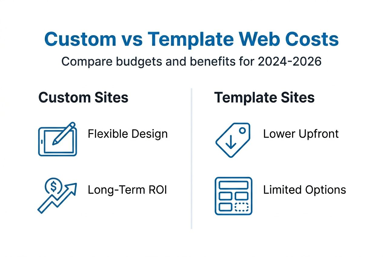 Infographic comparing custom and template website costs