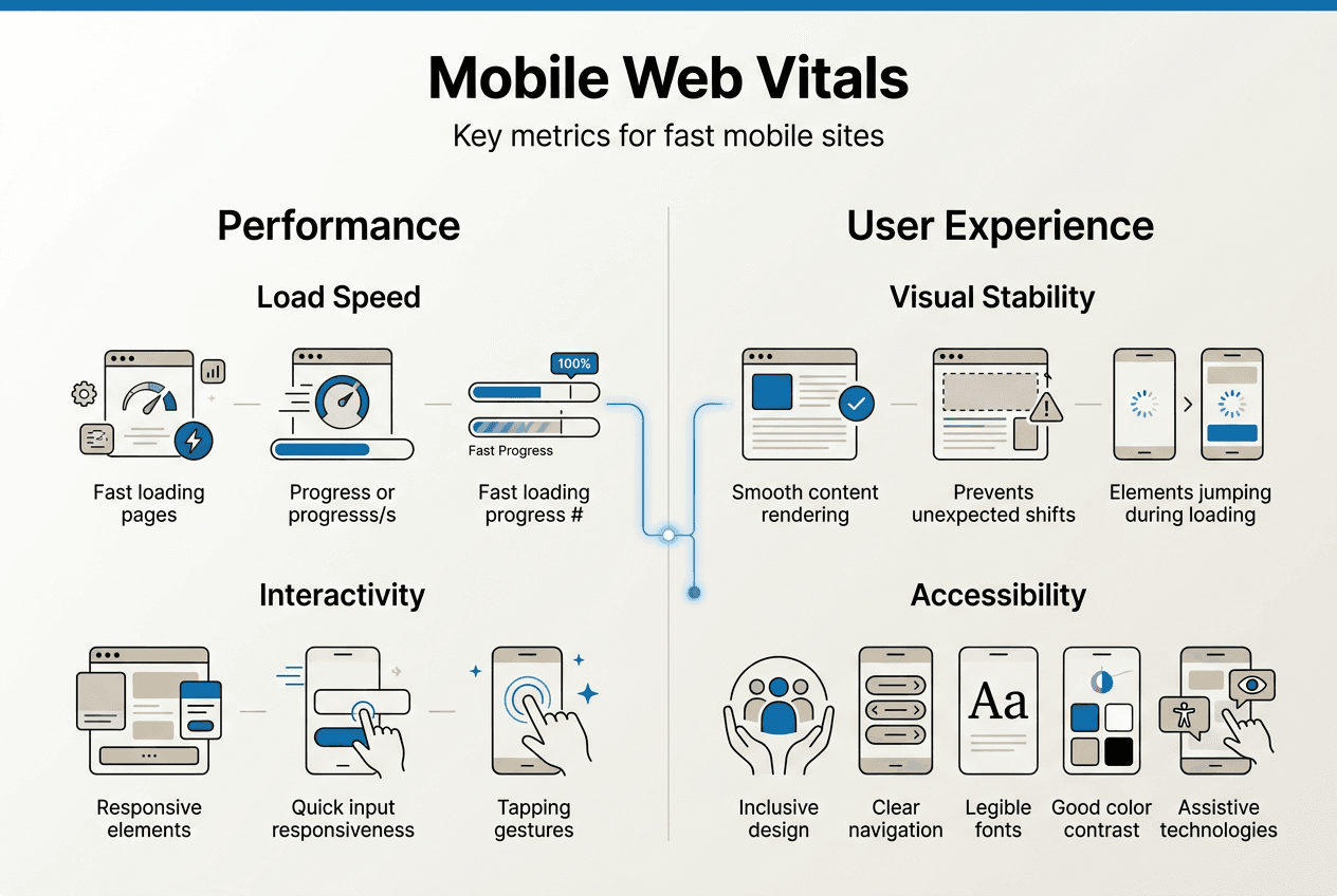 Infographic showing mobile web vitals categories