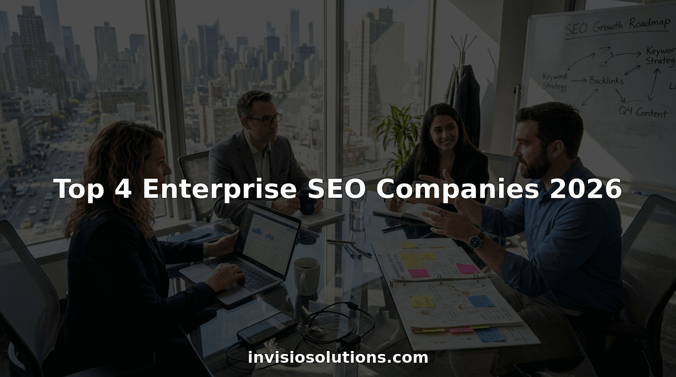 Enterprise SEO team collaborating at conference table