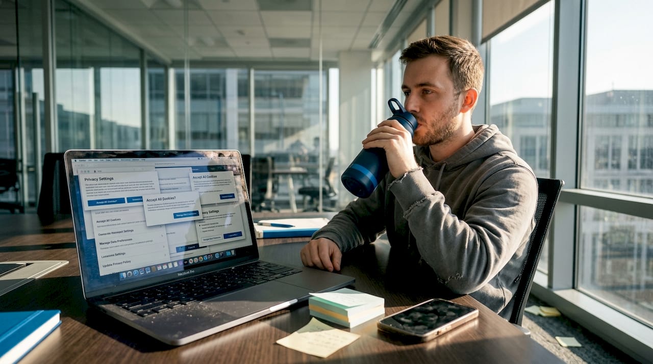 Marketer reacts to privacy changes on laptop