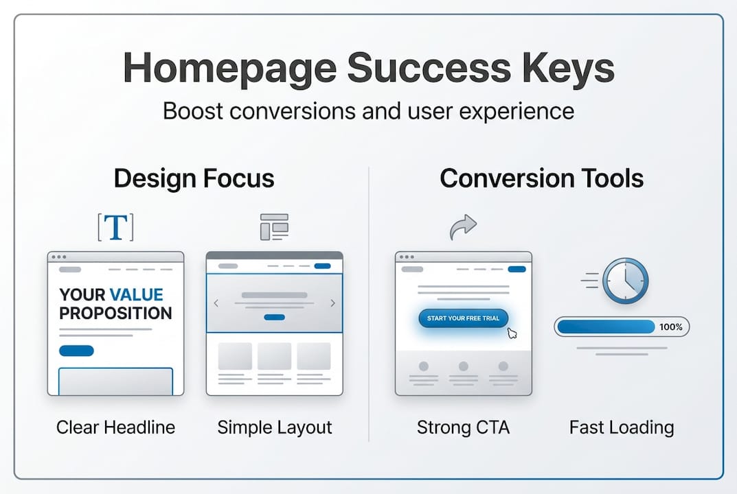 Infographic highlighting homepage best practice essentials