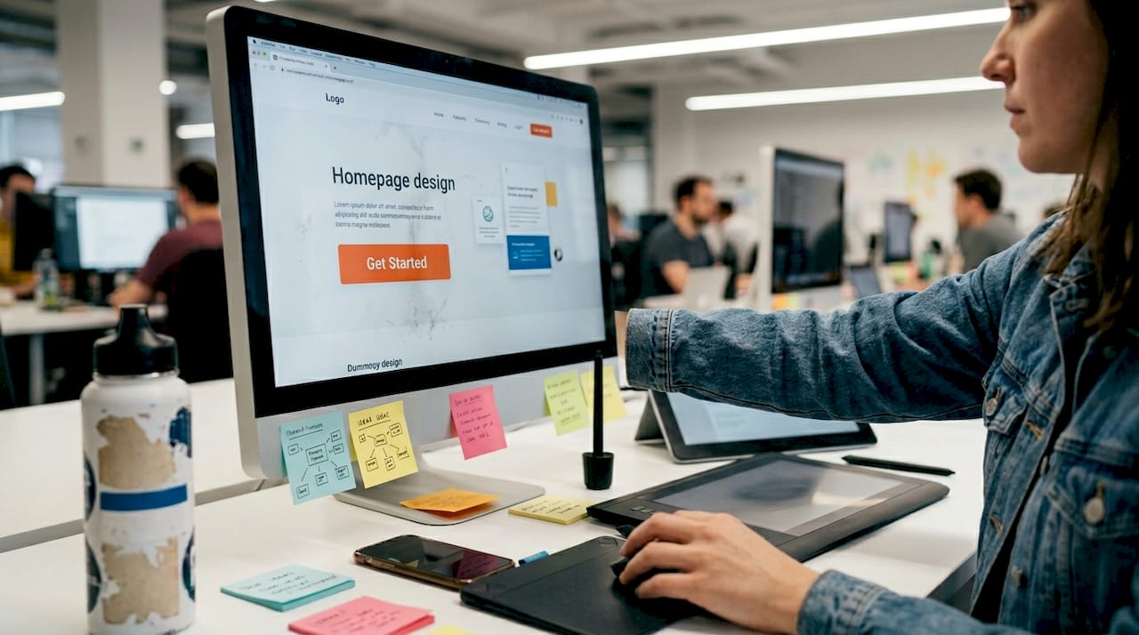 UI designer testing homepage call to action
