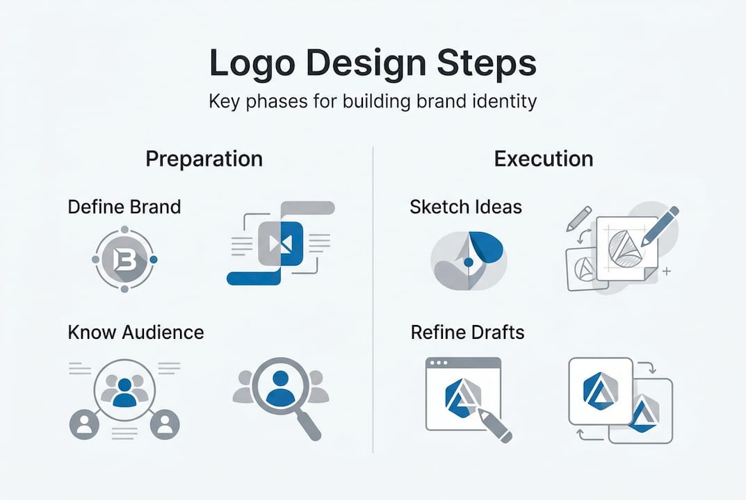 Infographic showing logo design process overview