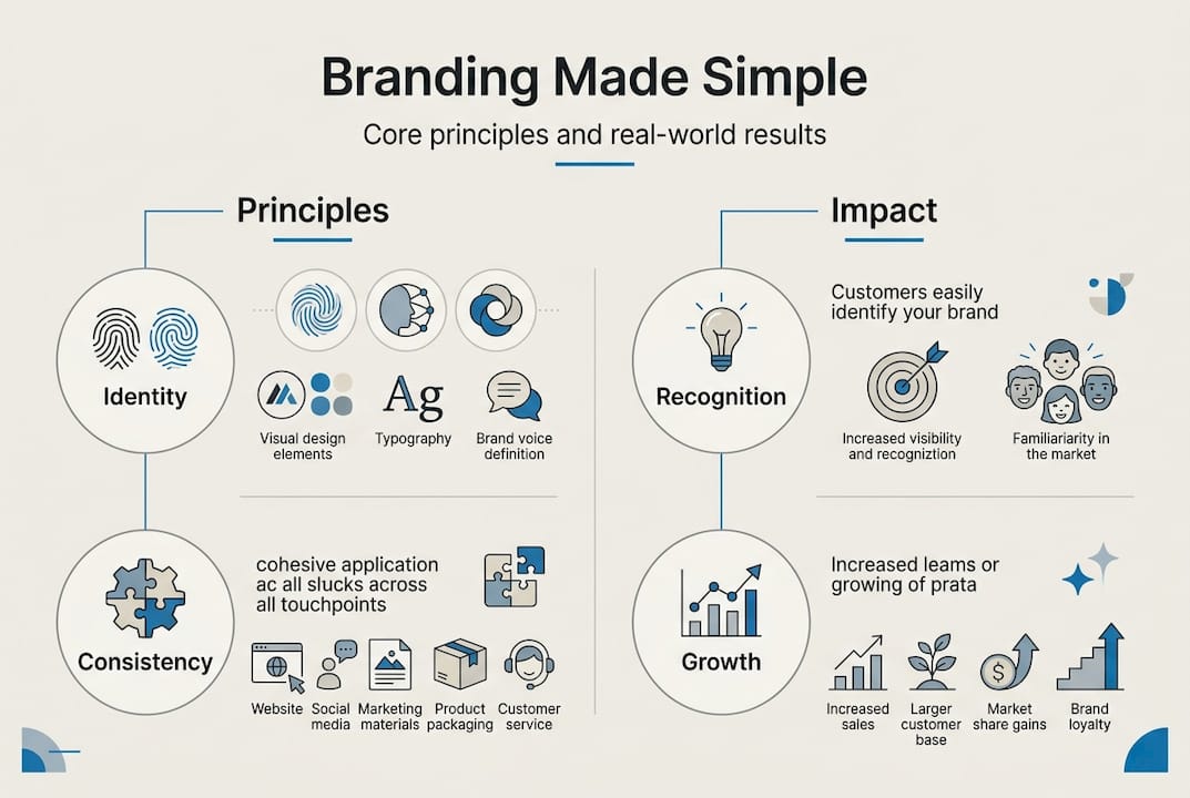 Infographic of branding principles and impact