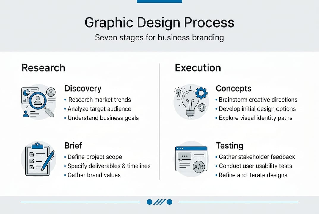 Infographic outlining graphic design stages