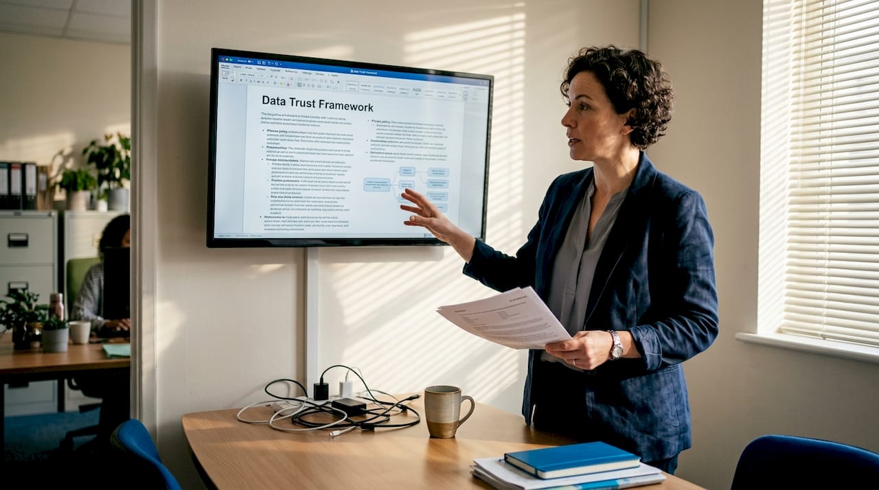 IT manager discussing privacy policy document