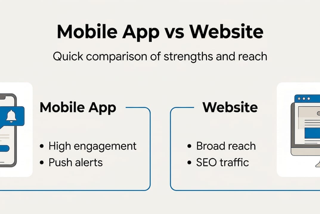 Infographic comparing mobile app and website