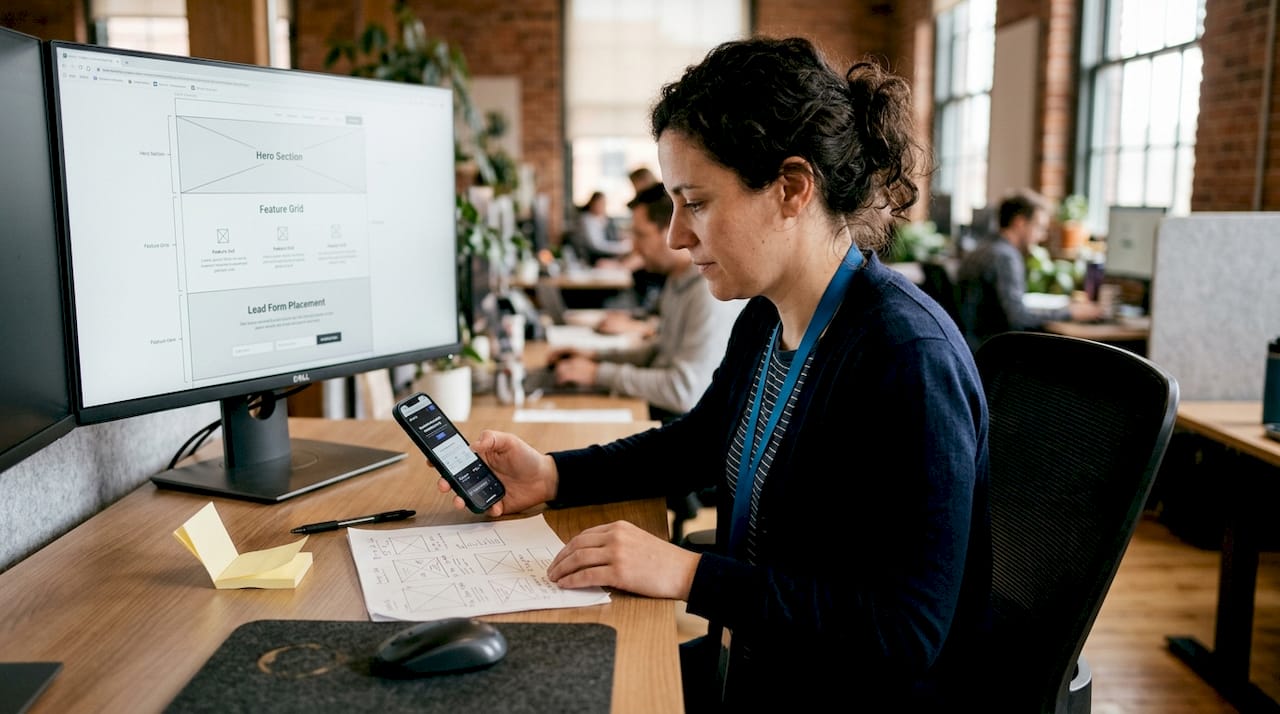Designer testing B2B user experience setup
