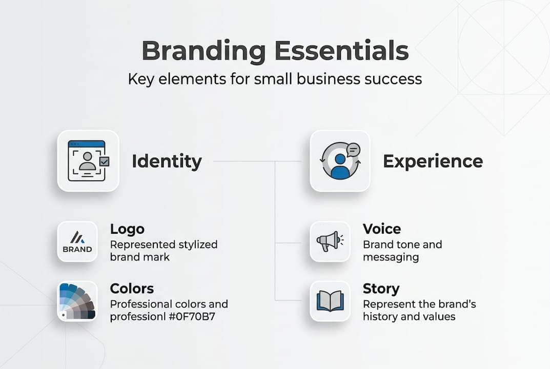 Infographic outlining small business branding basics