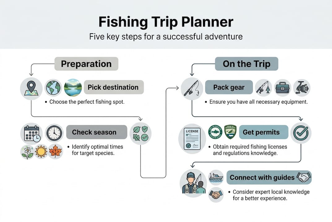 Infographic of fishing trip five key steps