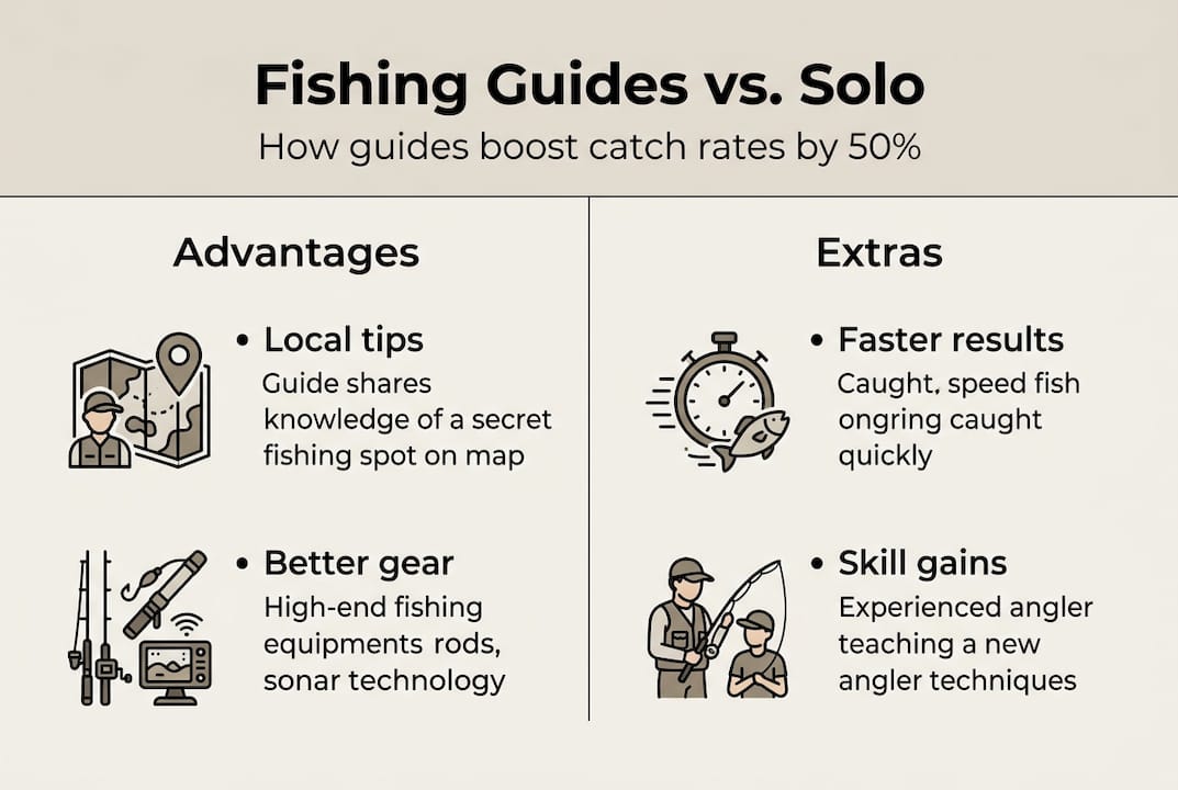 Infographic comparing guided vs solo fishing benefits