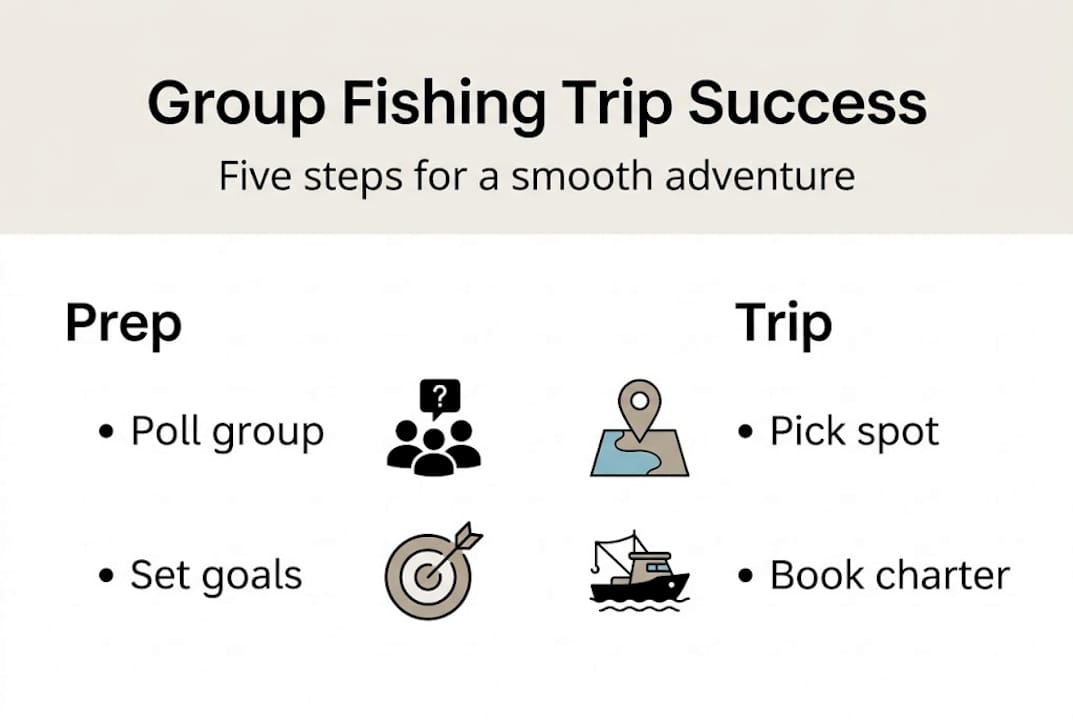 Infographic on group fishing trip planning steps