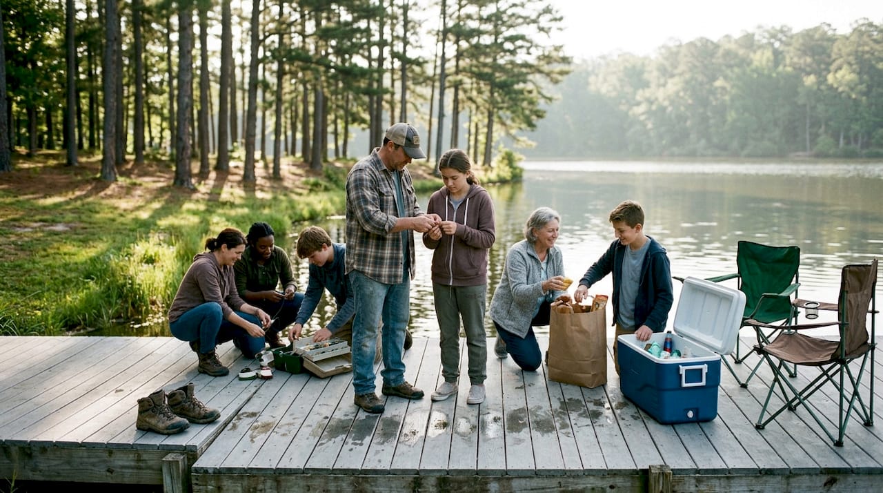 Group prepares for lakeside fishing trip