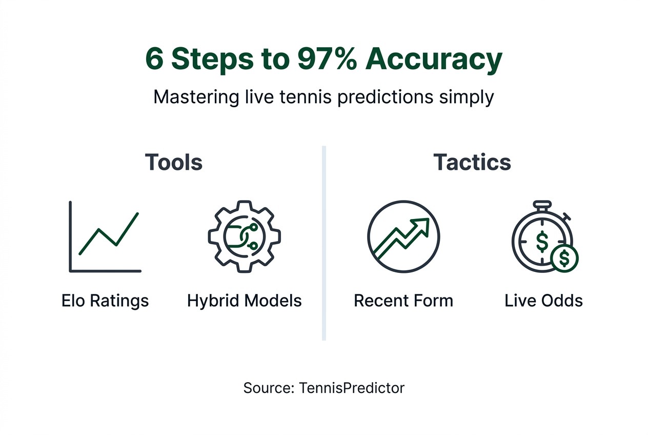 Infographic showing six steps for live tennis prediction