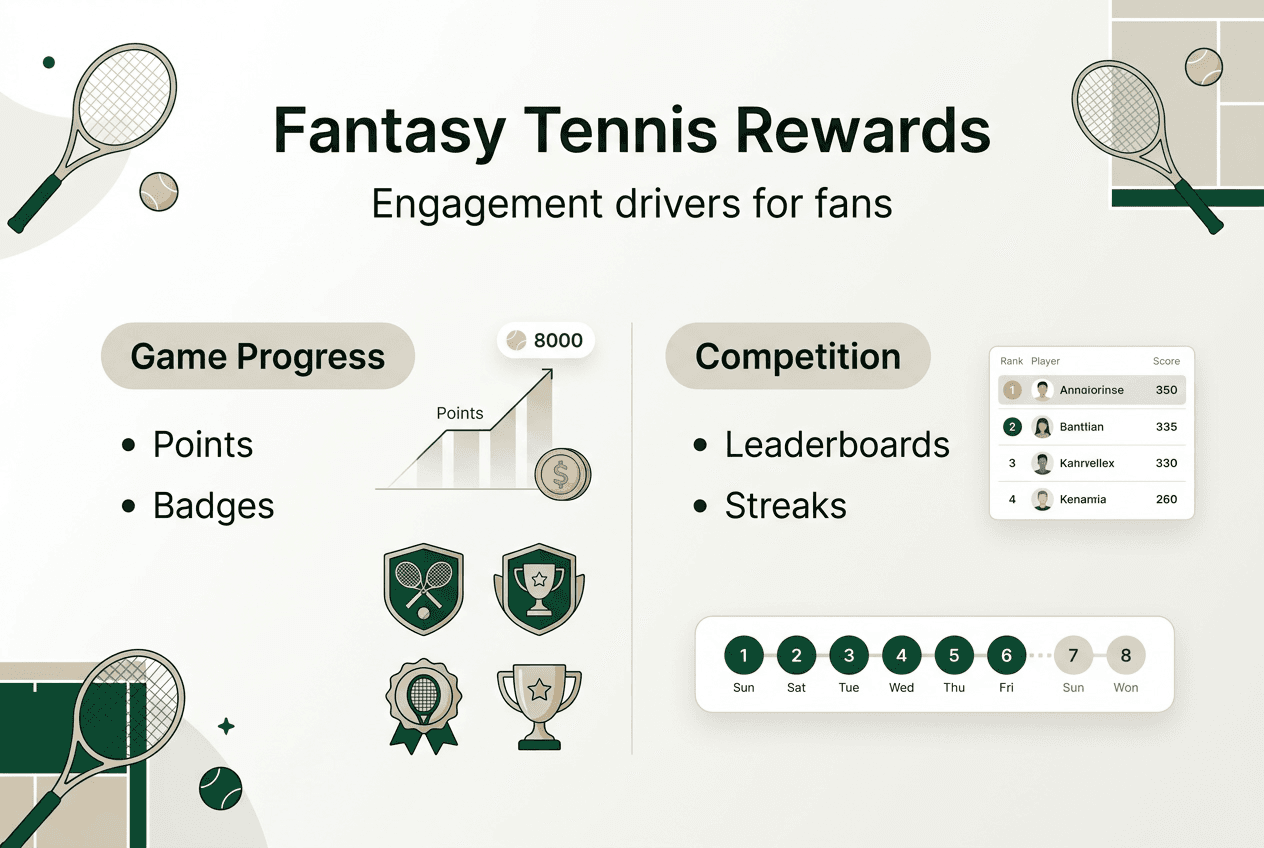 Infographic detailing fantasy tennis reward types