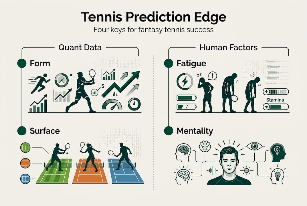 Infographic showing four keys to tennis predictions