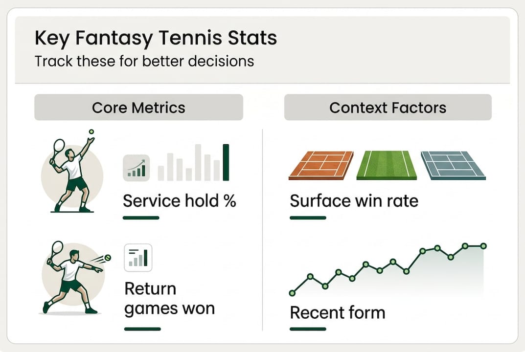 Infographic showing top fantasy tennis stats