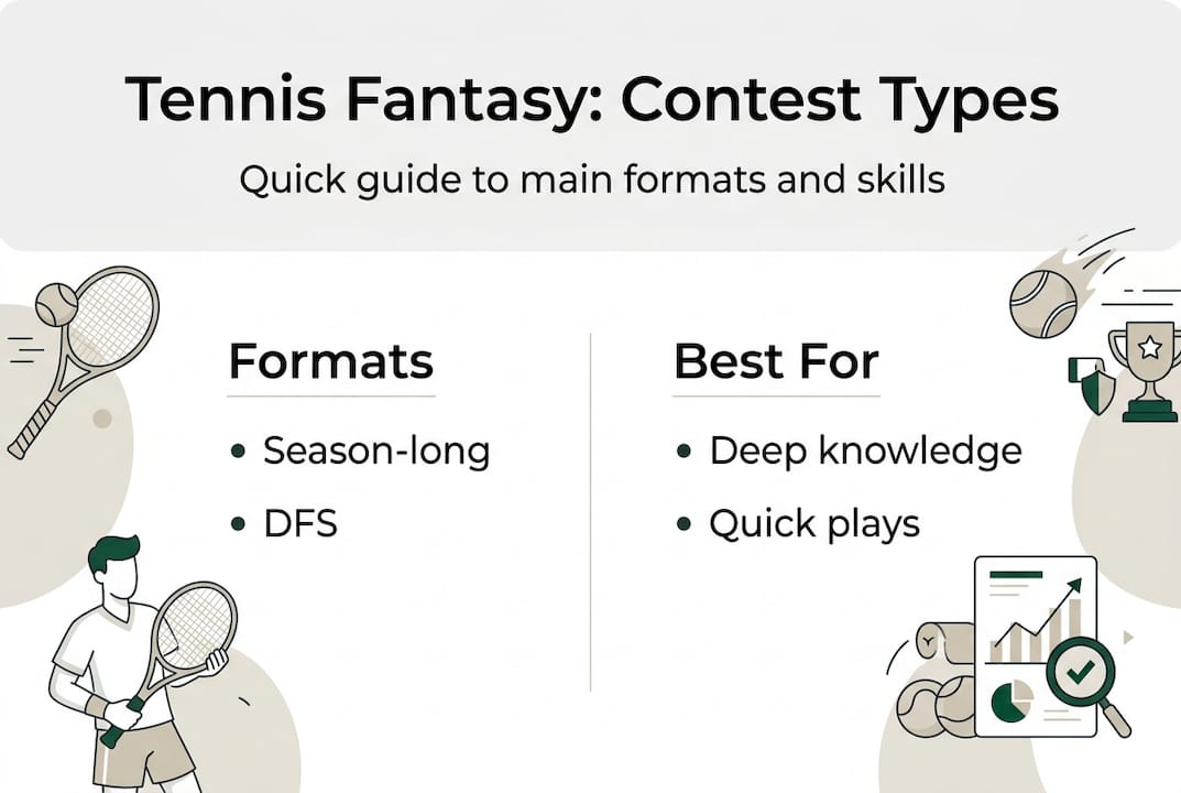 Infographic comparing tennis fantasy contest types