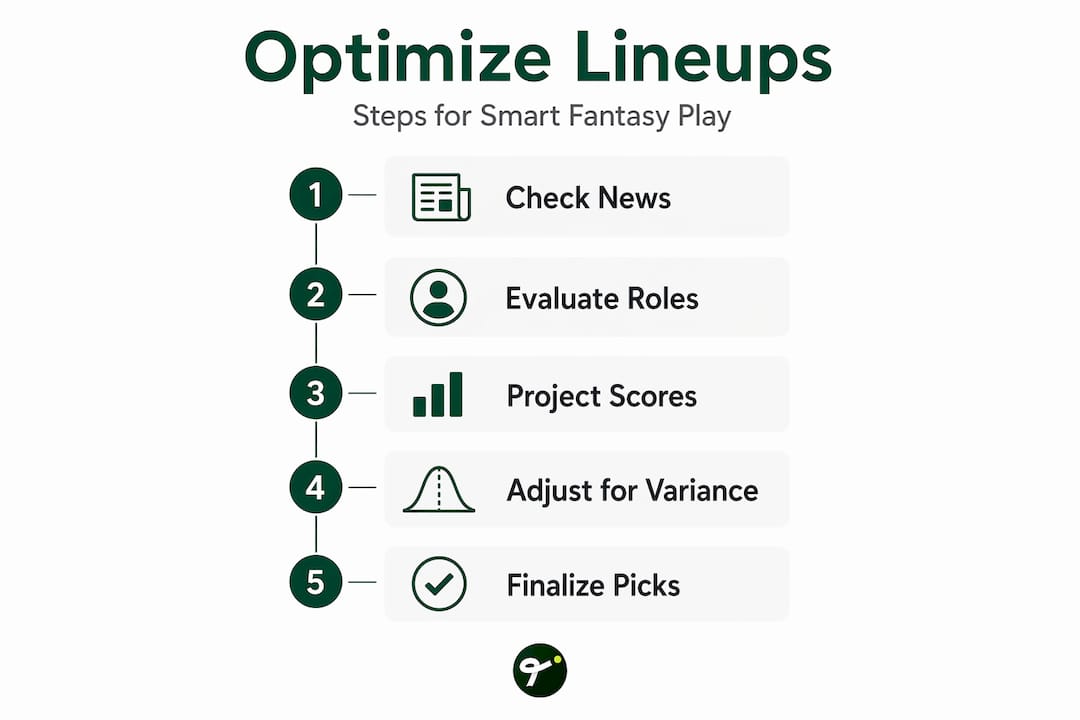 Infographic showing steps for smart fantasy lineup choices