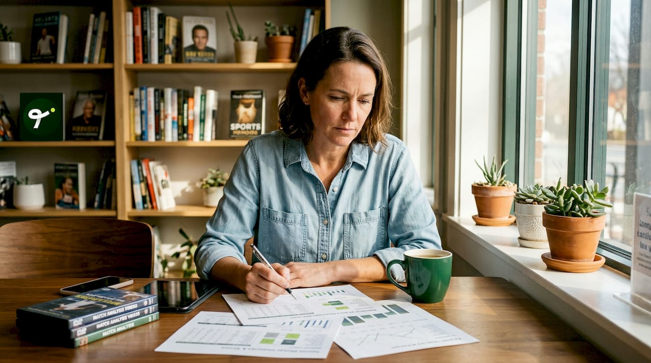 Analyst reviewing tennis player statistics