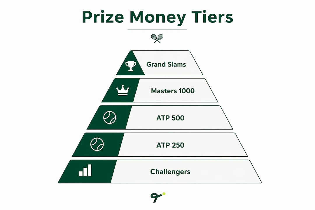 Infographic illustrating tennis tournament prize tiers