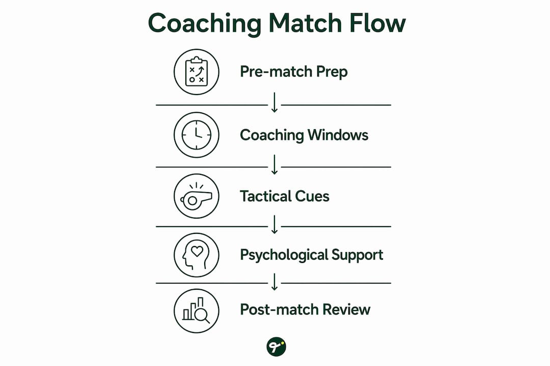 Infographic showing coaching strategies flow in tennis matches