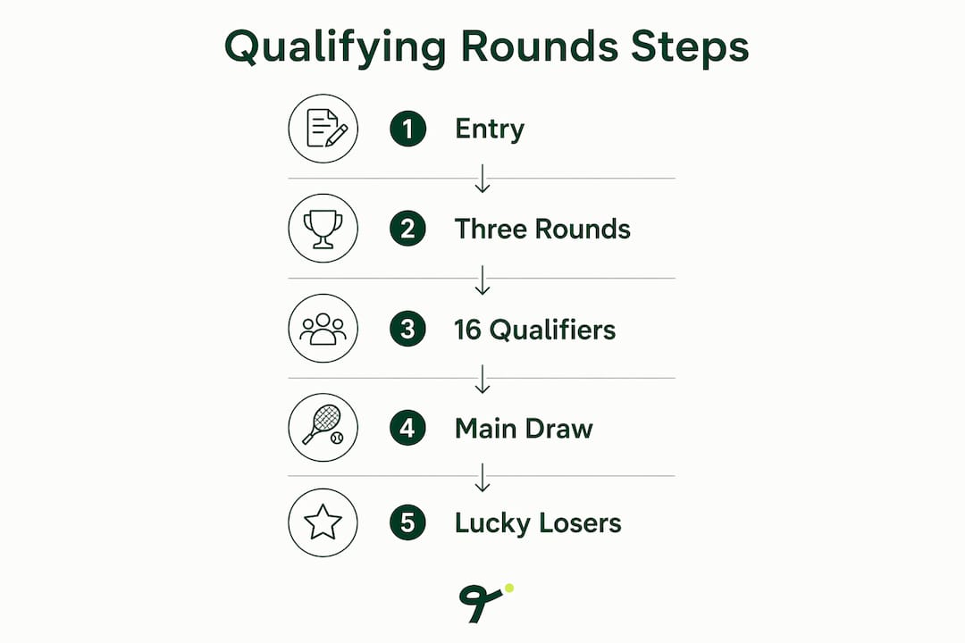 Infographic illustrating tennis qualifying rounds structure