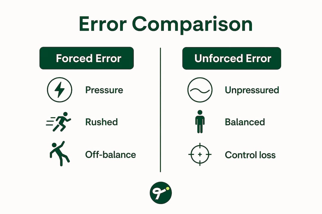Infographic comparing forced errors and unforced errors in tennis