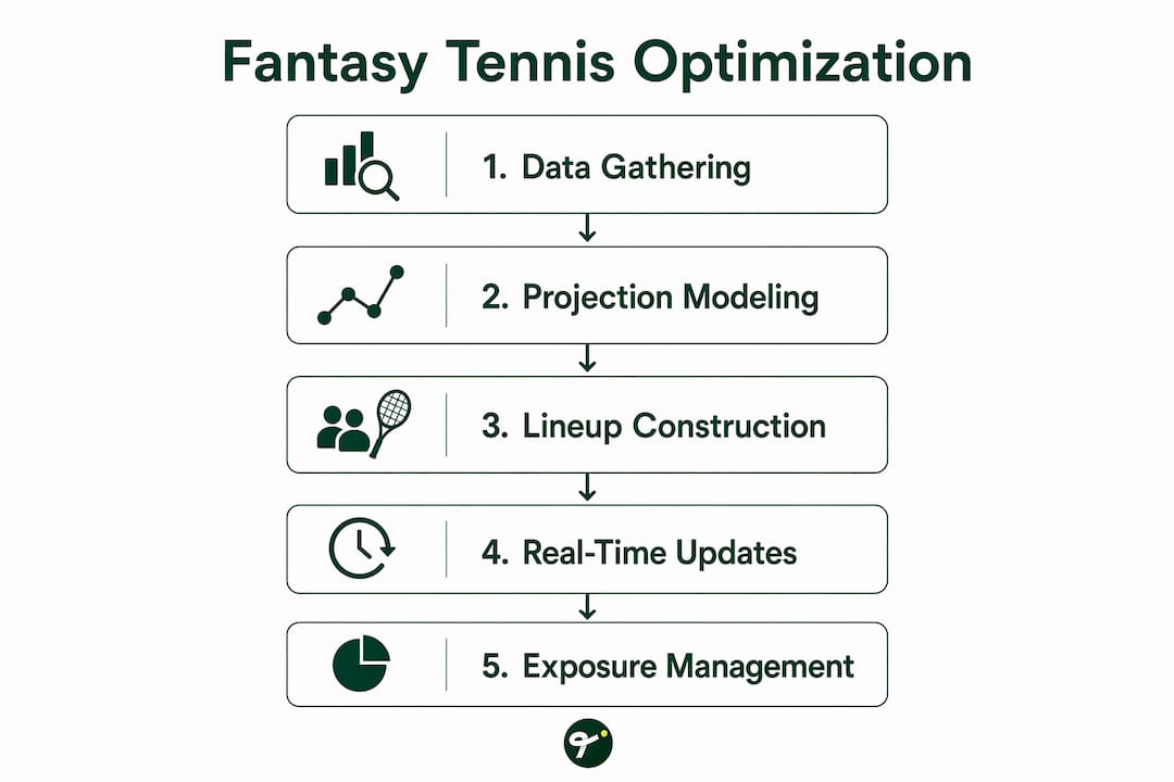 Infographic showing fantasy tennis optimization steps