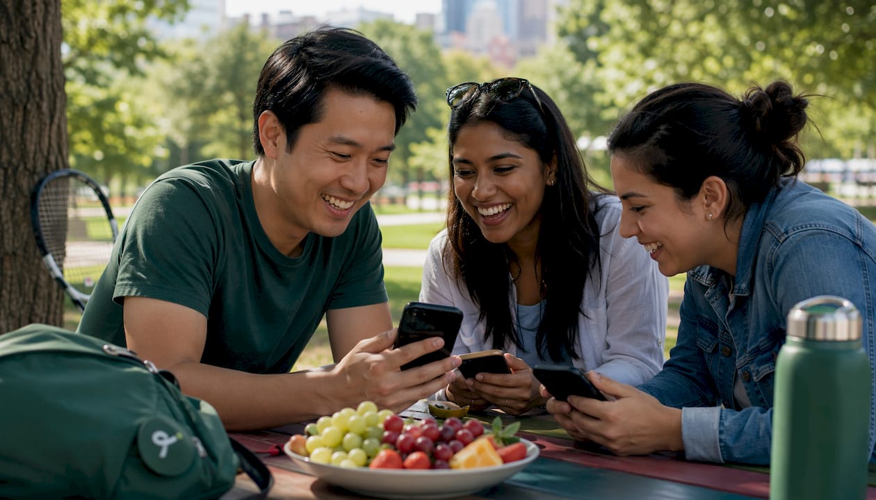 Group of friends competing in fantasy tennis app