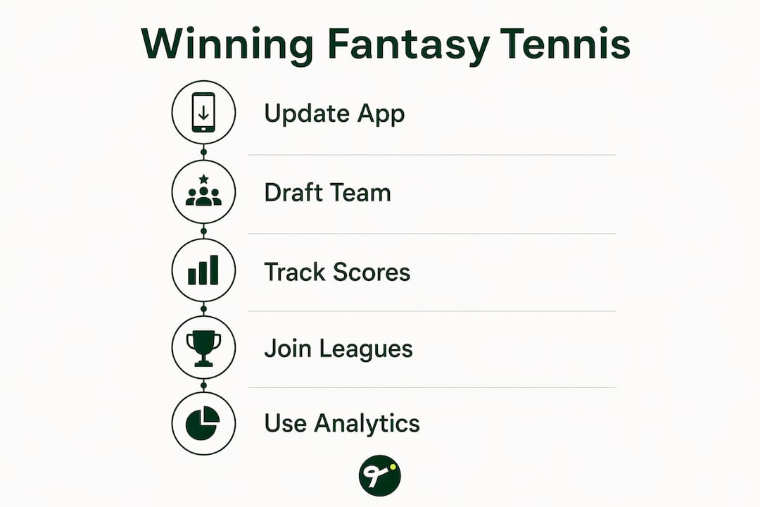 Infographic showing steps to win at fantasy tennis