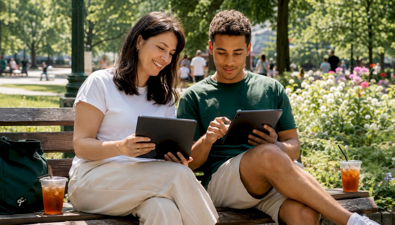 Users verifying age for fantasy tennis app in café