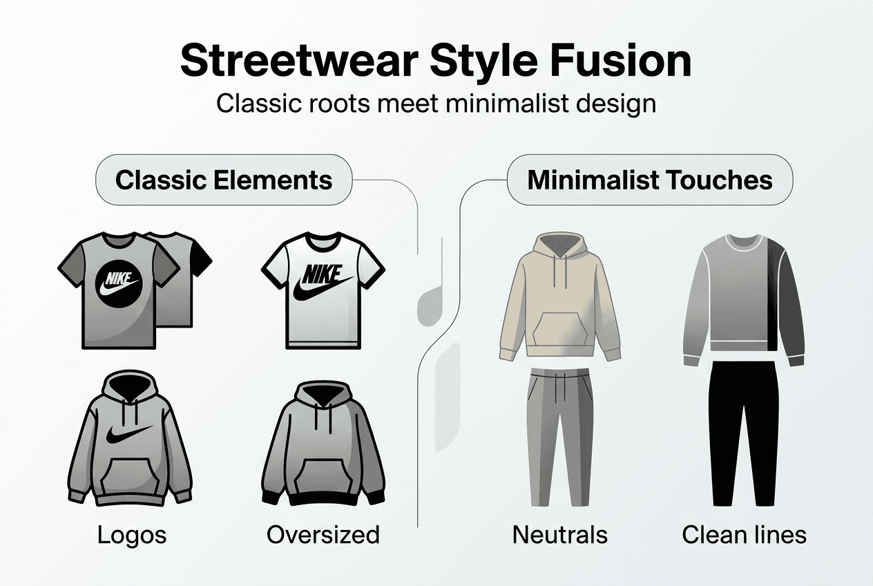Infographic showing streetwear and minimalism fusion