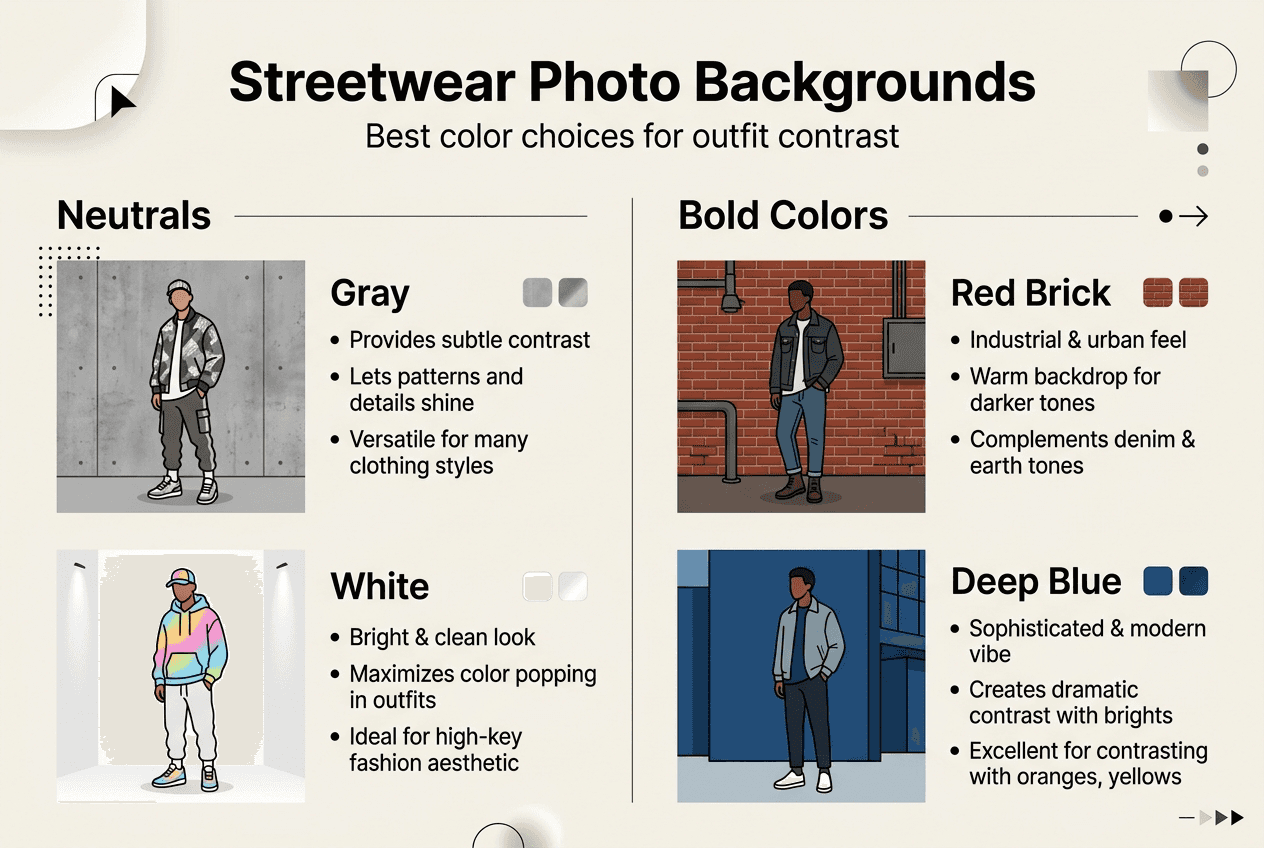 Infographic background choices for streetwear photography