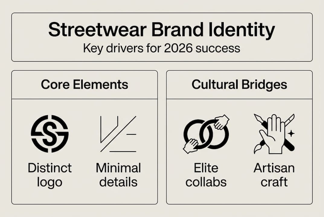 Infographic on streetwear brand identity pillars
