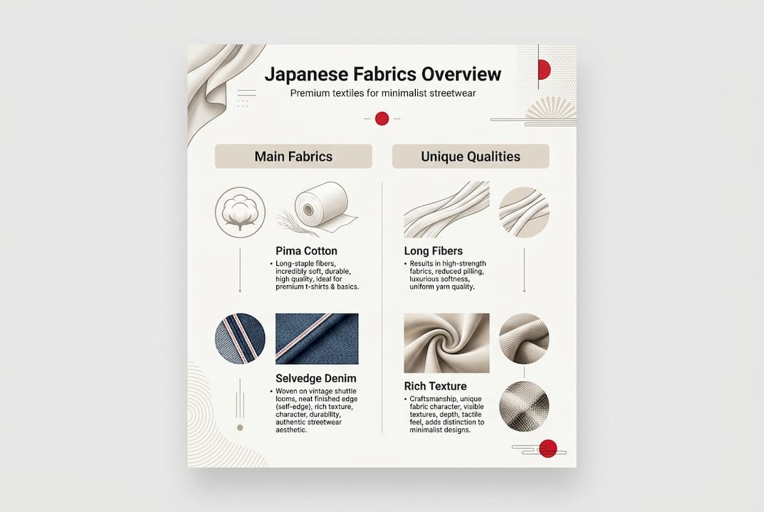 Infographic key Japanese fabrics minimalist streetwear