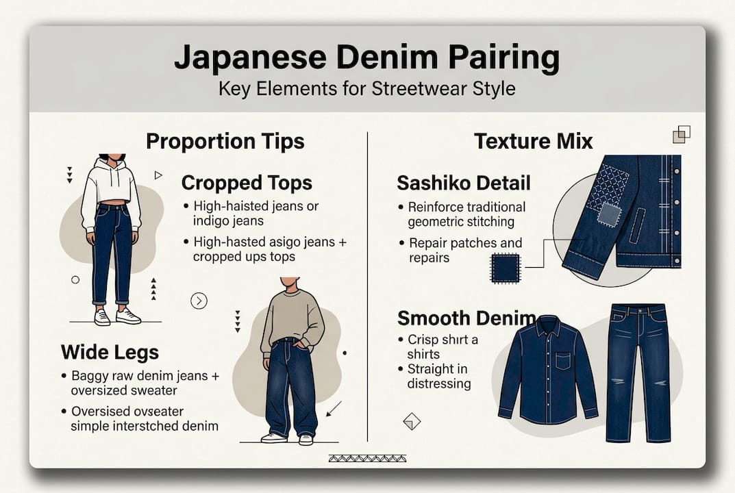 Infographic shows Japanese denim pairing basics